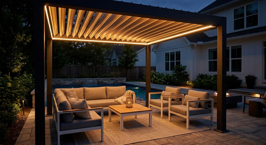 Poolside pergola